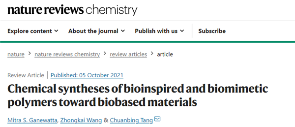 中心在Nature Reviews Chemistry发